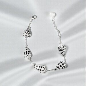 Silver chain Hebrew Cone Shell Bracelet